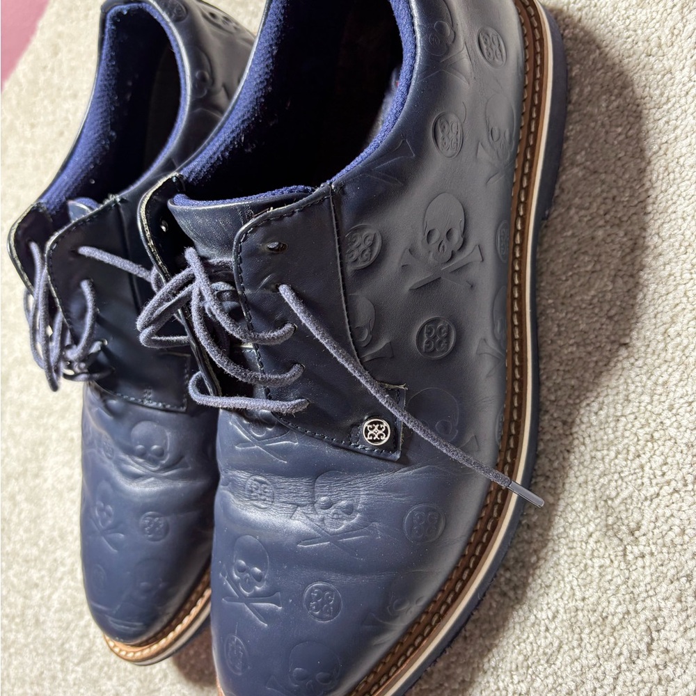 G/Fore Mens Debossed Skull Gallivanter Sz 12 Golf Shoes Navy Blue G4MS22EF22